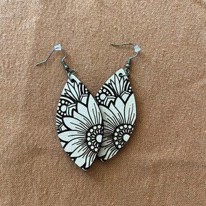 Floral Wooden Earrings
